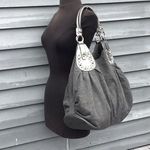 Amici Accessories Gray Cloth Silver Stud Large Bag